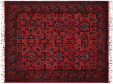 handmade Tribal Biljik Khal Muhammadi Red Blue Hand Knotted RECTANGLE 100% WOOL area rug 3x5